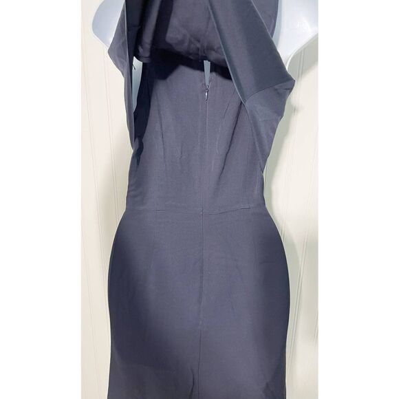 Theory Silk Osteen Mini Dress Crossover V-Neck Draped Sleeveless Navy Blue 2‎ - Picture 12 of 13